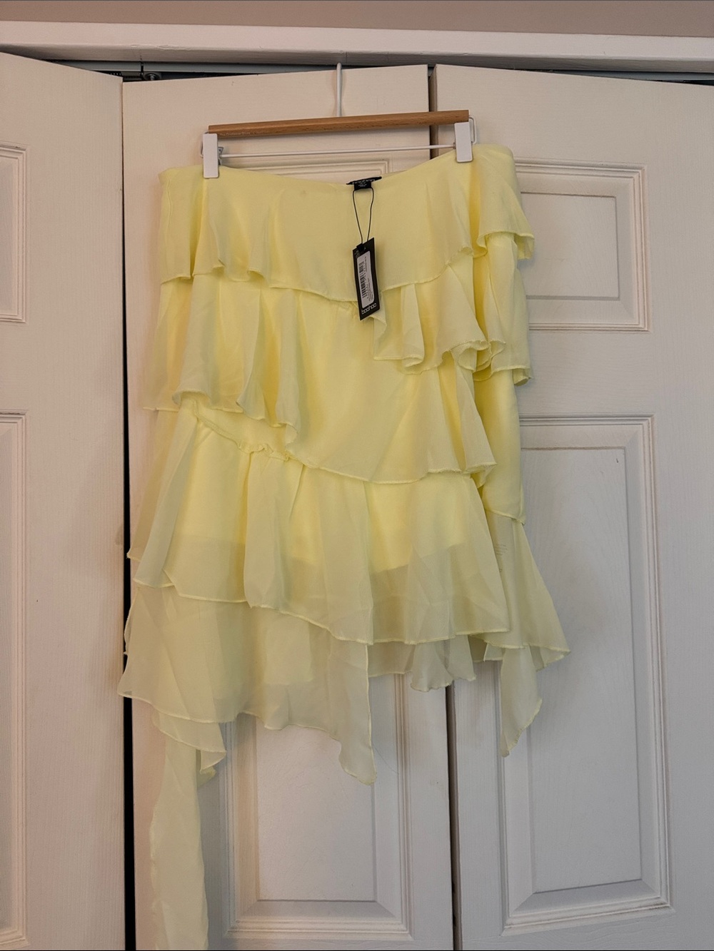 Yellow Tiered Ruffle Asymmetrical Skirt - Boohoo